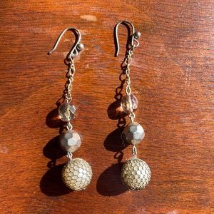 Tan/gold dangle earrings